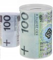Skarbonka metalowa puszka pieniądze polskie 100 złotych 100 PLN 12x8cm