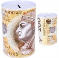 Skarbonka metalowa puszka pieniądze polskie 200 złotych 200 PLN 12x8cm