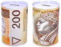Skarbonka metalowa puszka pieniądze polskie 200 złotych 200 PLN 12x8cm