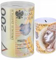 Skarbonka metalowa puszka pieniądze polskie 200 złotych 200 PLN 12x8cm