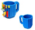 Kubek gracza klockowy z klocków + klocki 350 ml z uchem NIEBIESKI