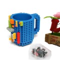 Kubek gracza klockowy z klocków + klocki 350 ml z uchem NIEBIESKI