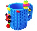Kubek gracza klockowy z klocków + klocki 350 ml z uchem NIEBIESKI