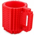 Kubek gracza klockowy z klocków + klocki 350 ml z uchem CZERWONY