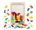 Puzzle drewniane układanka TETRIS klocki z drewna montessori tangram 3D