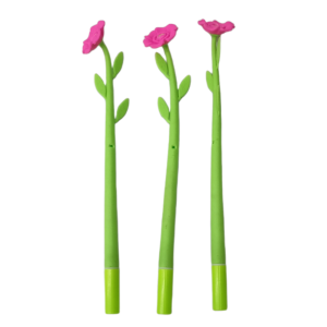 Długopis cienkopis kwiatek różowe płatki silikonowy żelowy czarny tusz