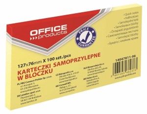 Karteczki samoprzylepne Office Products 51x76 mm 100 kartek żółte