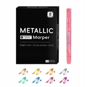 Markery Metaliczne 2-3mm Precyzyjne z Połyskiem Wielokolorowe 8 sztuk