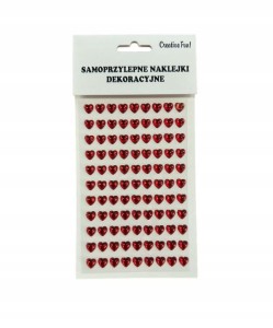 Kryształki SAMOPRZYLEPNE DŻETY CYRKONIE serduszka czerwone