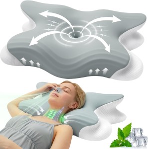 Poduszka piankowa memory z pokrowcem pamięcią pod kark dopasowująca się ortopedyczna do spania na boku plecach brzuchu 4D