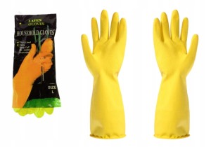 Rękawice gumowe domowe lateksowe L żółte para 2 sztuki do sprzątania mycia