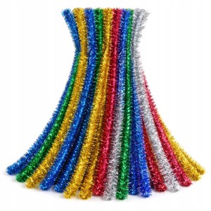 Druciki pluszowe kreatywne x50 wycior ozdobne KOLOROWE METALICZNE 30cm