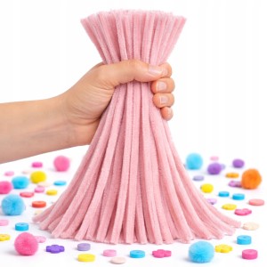 Druciki pluszowe kreatywne x50 wycior ozdobne RÓŻOWY PASTELOWY