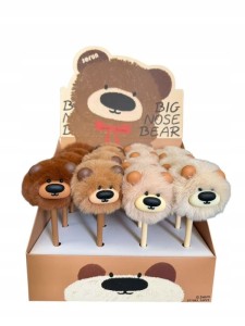 Długopis cienkopis pluszowy 0,5 mm niebieski głowa pompon misia niedźwiedź