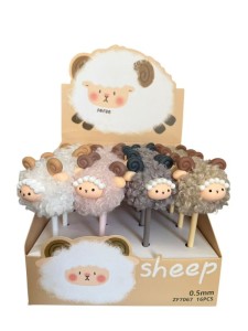 Długopis cienkopis pluszowy 0,5 mm niebieski głowa owcy barana owieczka