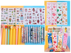 Zestaw długopisów dla dziewczynki 2x długopis 2x wkład + naklejki kreatywny