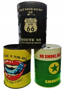 Popielniczka puszka metalowa nierdzewna pojemna design vintage