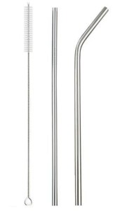 Słomki rurki stalowe metalowe 2 szt. 21 cm + CZYŚCIK