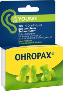 Stopery Zatyczki do uszu mniejsze OHROPAX young 35 dB x10 wąskie dla dzieci