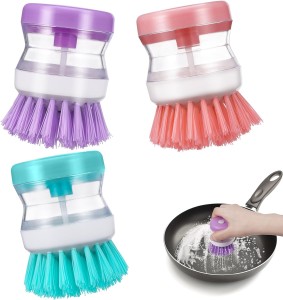 Gąbka szczotka druciak do naczyń z pojemnikiem na płyn