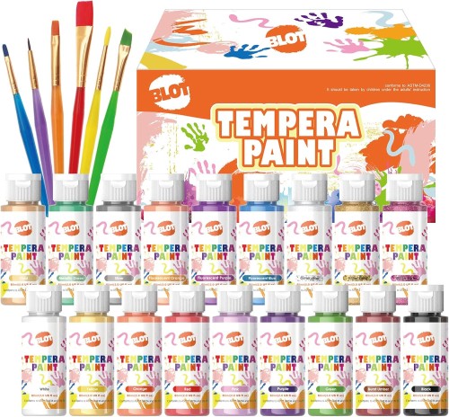 Farby farbki do malowania palcami temperowe BLOT 18 kolorów fluo do ciała ubrań zmywalne