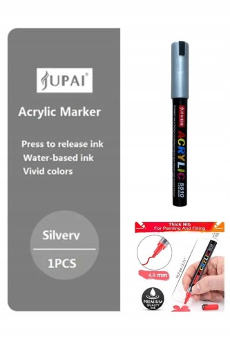 Marker akrylowy SREBRNY 1 szt Wodoodporny Marker Akrylowe Jupai