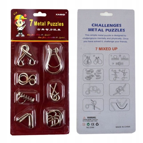 Puzzle metalowe łamigłówki jak NAILS łamigłówki z drutu 7 sztuk zestaw
