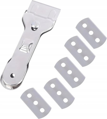 Skrobak do płyt ceramicznych szyb piekarnika usuwania naklejek + 6 ostrzy