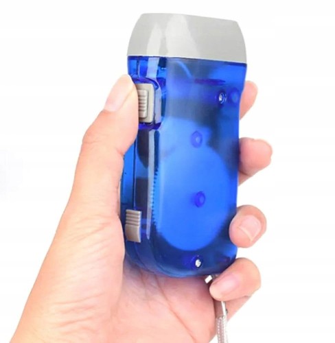 Latarka kinetyczna na dynamo bez baterii turystyczna kempingowa LED ręczna