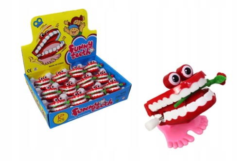 Nakręcana szczęka zęby sztuczne zabawka z różą skacząca na walentynki