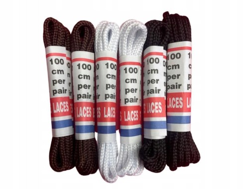 Sznurówki sznurowadła do butów 3 pary 6 sztuk 100-120 cm 3 kolory okrągłe