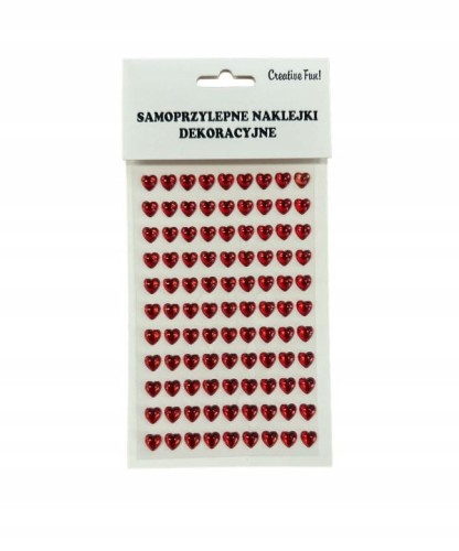 Kryształki SAMOPRZYLEPNE DŻETY CYRKONIE serduszka czerwone