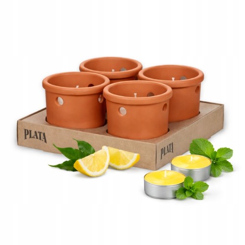 Świeca ogrodowa CITRONELLA ceramika na komary x4 w kamionce cytrynowa