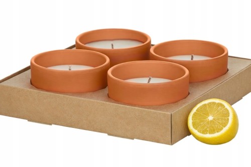 Świeca ogrodowa CITRONELLA ceramika na komary x4 w kamionce cytrynowa