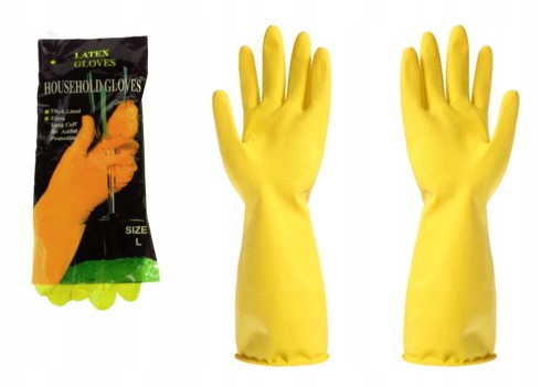 Rękawice gumowe domowe lateksowe XL żółte para 2 sztuki do sprzątania mycia