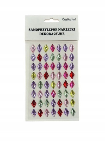Samoprzylepne naklejki dekoracyjne diamenciki dżety kolorowe 54 szt.