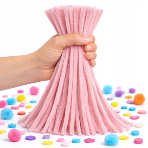 Druciki pluszowe kreatywne x50 wycior ozdobne RÓŻOWY PASTELOWY