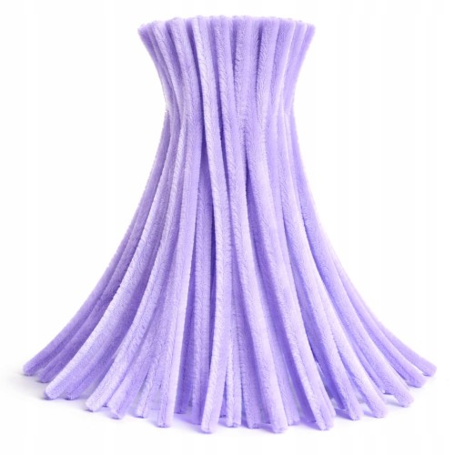 Druciki pluszowe kreatywne x50 wycior ozdobne FIOLETOWY pastelowy jasny