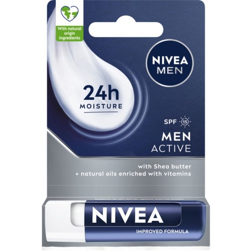 Pomadka NIVEA MEN ochronna do ust ACTIVE SPF 15 dla mężczyzn do suchych ust