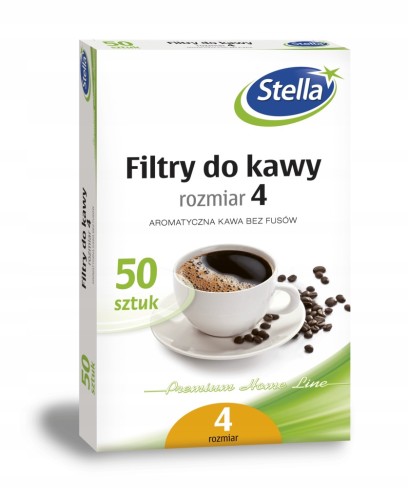 Filtry do kawy papierowe jednorazowe Stella rozmiar 4 50 szt.
