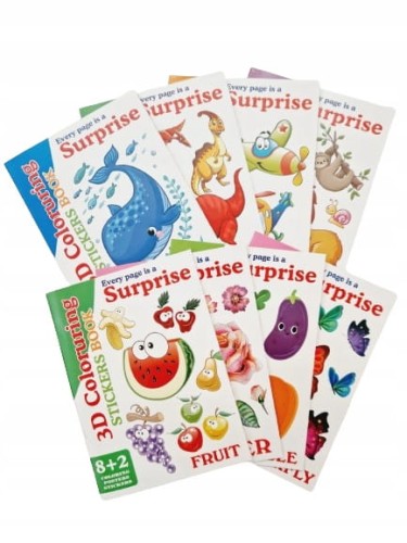 Duża kolorowanka Z NAKLEJKAMI 16 OBRAZKÓW naklejki 19x26 DATOWNIK