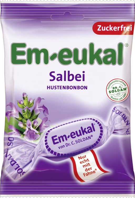Cukierki bez cukru ziołowe Szałwia Szałwiowe niemieckie EM-EUKAL twarde bez nadzienia
