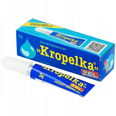 KLEJ do ceramiki gumy porcelany plastiku KROPELKA żel 3g w żelu