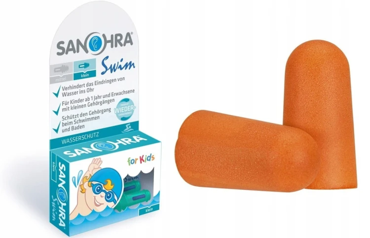 Zatyczki do uszu SANOHRA do pływania dla dzieci na basen do wody + GRATIS