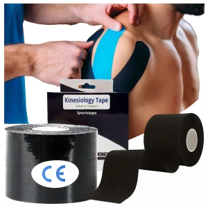Plastry Tape Tejpy Kinesio Taping Tejp Taśma Kinesio Sport Pro CZARNE 5m 5cm