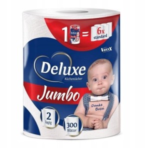 Ręcznik papierowy Deluxe Jumbo NIEMIECKI 2 warstwy 300 listków 60 metrów