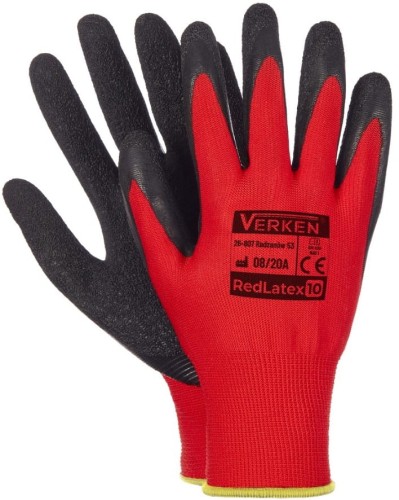 Rękawice robocze materiałowe gumowane gumowe VERKEN RED r. 10 /  XL 12 par