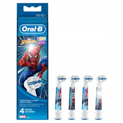 Oryginalne końcówki Oral-B dla dzieci Spiderman 4 sztuki pro kids Marvel