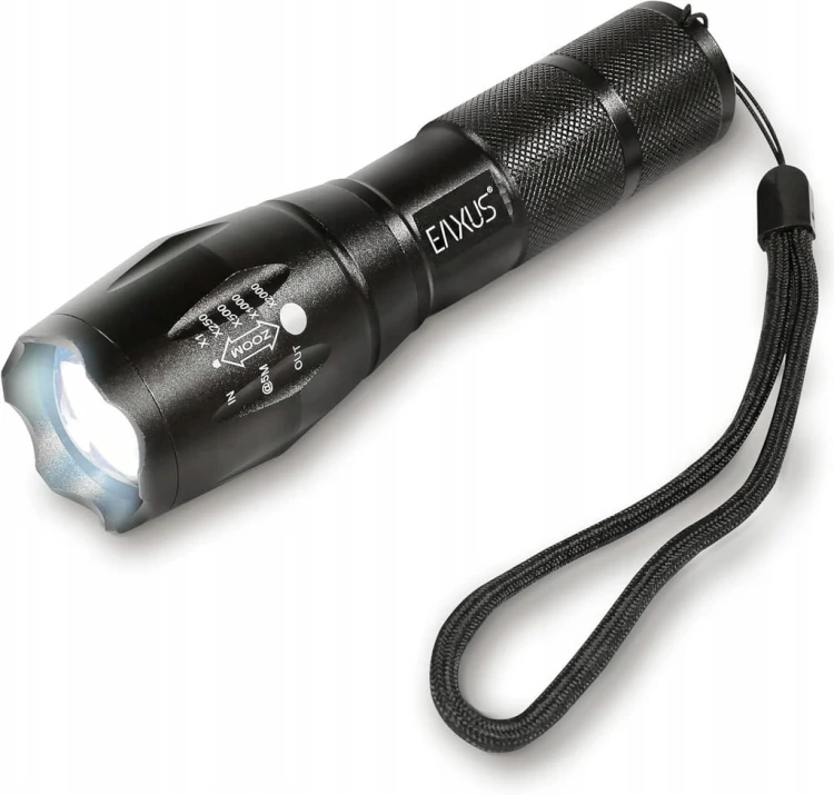 Latarka aluminiowa POLICE COB z zoomem 4 tryby pracy na baterie kieszonkowa