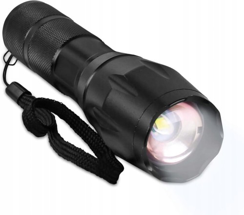 Latarka aluminiowa POLICE COB z zoomem 4 tryby pracy na baterie kieszonkowa